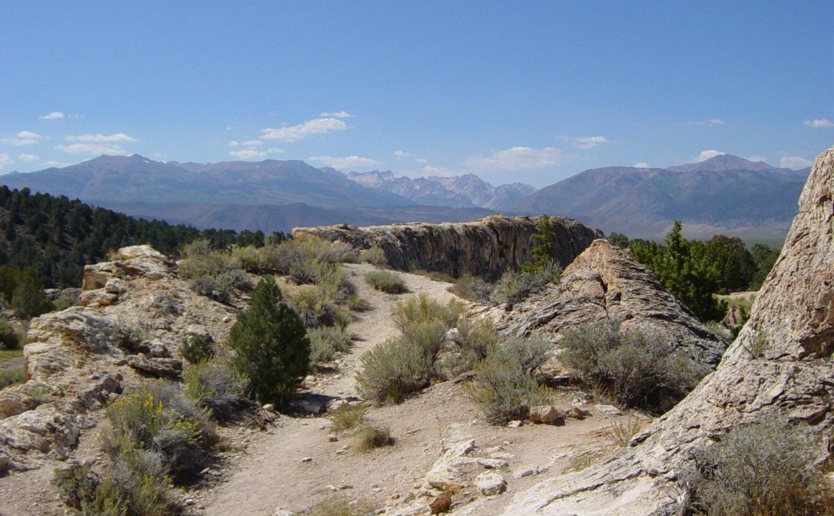 Natural soaking pools and mineral formations at Travertine Hot Springs near Bridgeport, California